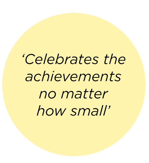 Celebrates the achievements no matter how small